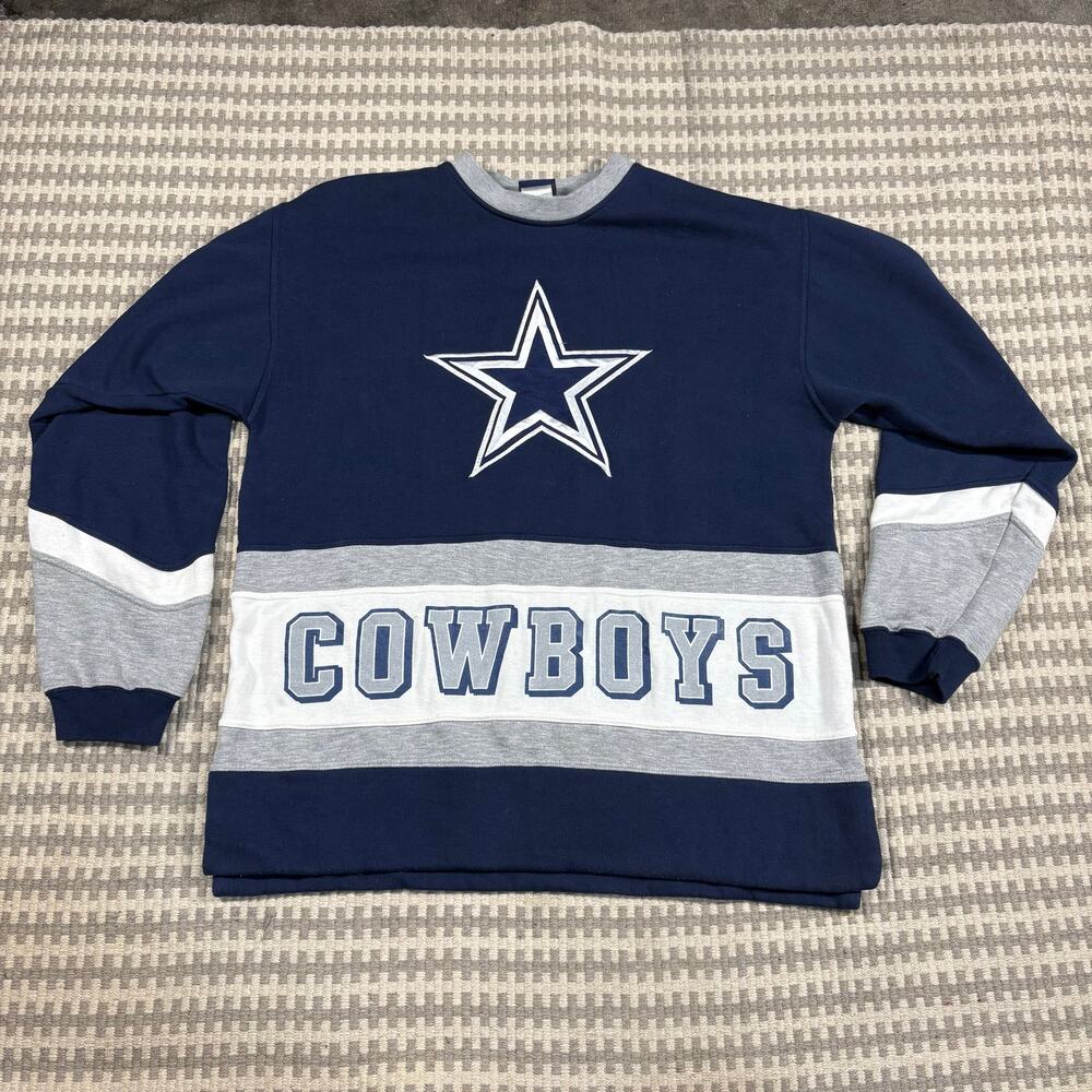 Vintage Pro Player Dallas Cowboys NFL Colorblock Crewneck Sweatshirt XL